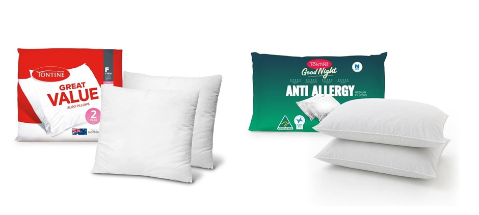 TONTINE 1 x Good Night Allergy Sensitive Pillow (Medium, 2 Pack) & 1 x Grea
