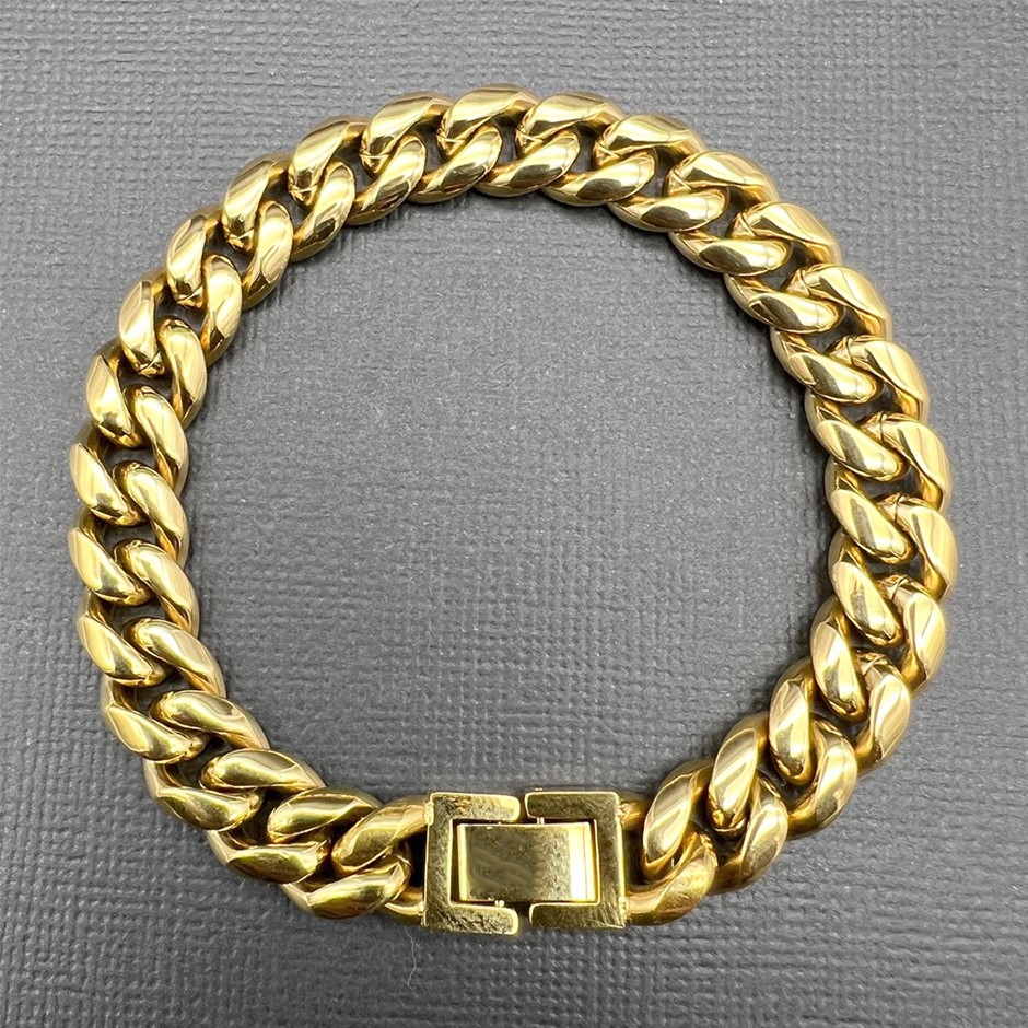 18K Gold-Filled Cuban Chain Bracelet, 8MM Wide - 22.8cm