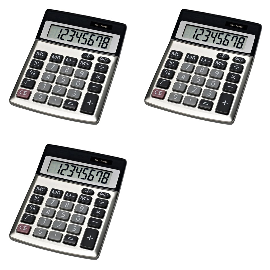 3 x Jastek Compact Portable Desktop 8 Digit Math School or Work Calculator