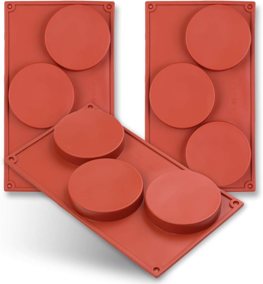 4 x 3 PIECE HOME EDGE Disc Cake Mold, Silicone, Brown, Large (29.5cm x 17cm