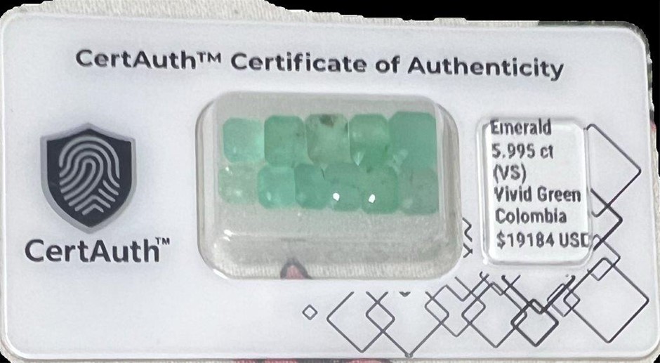 5.995 carat Emerald certified in sealed box USD Val $19,184