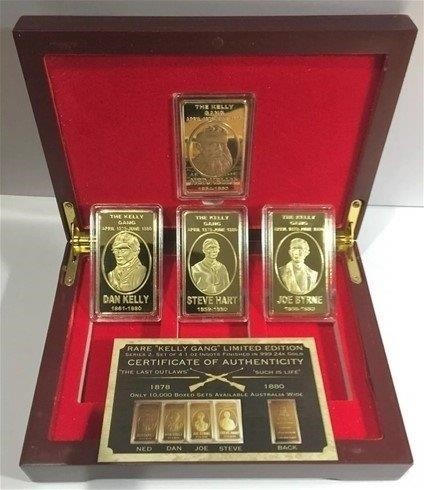 Ned Kelly & Gang Set of 4 Gold-Plated 1oz Ingots