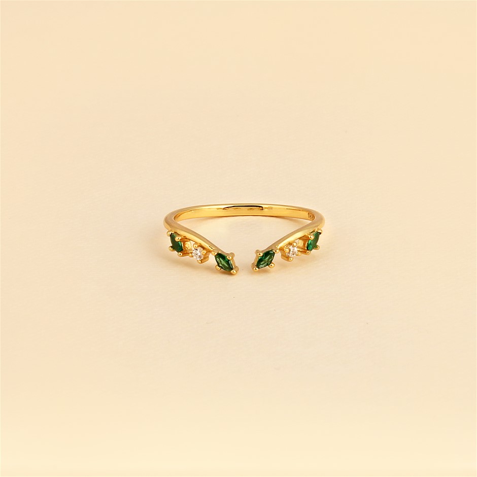 925 Sterling Silver Leaf Design Stackable Ring- Size 7