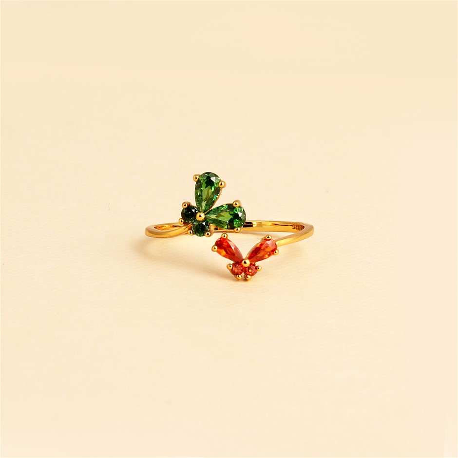 925 Sterling Silver Butterfly Style Ring- Size 7