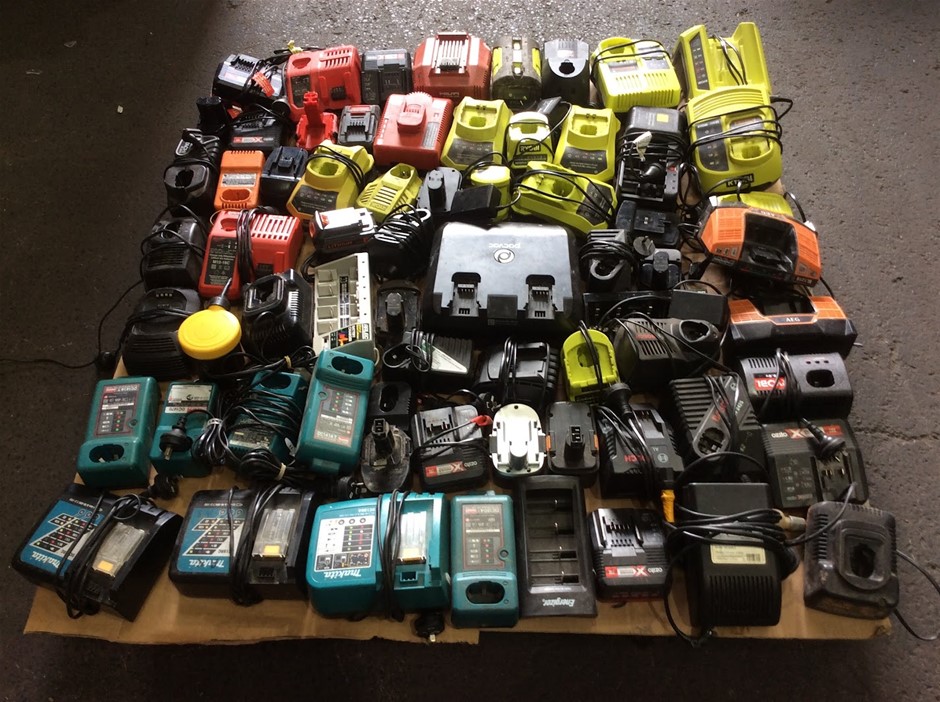 Mixed Lot of Assorted Power Tool Battery Chargers