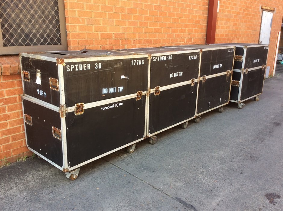 Heavy Duty Wheeled Equipment Flight Cases / Road Cases (Lot of 4)