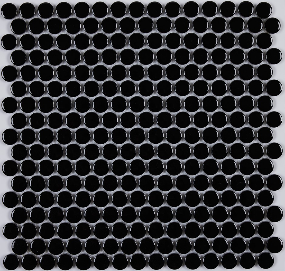 20m² of Black Penny Round Gloss 19mm Porcelain Mosaic (sheet 310x324x5mm)