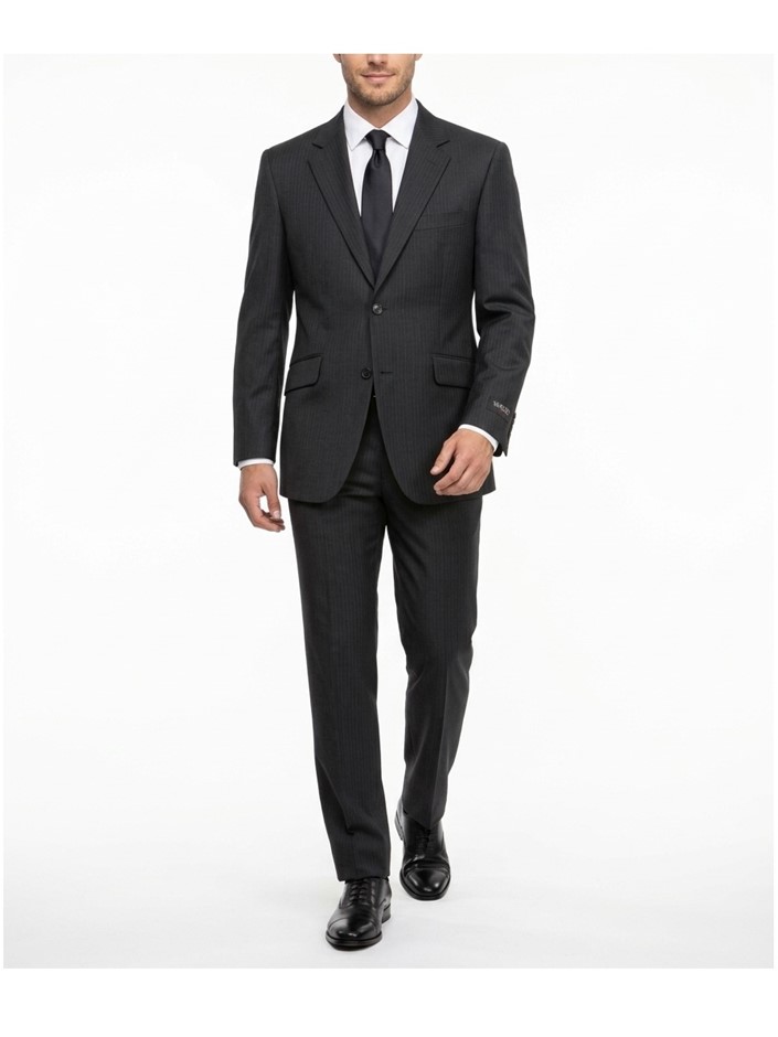 VARCE Men's Pinstripe 2pcs Suit Set, Size 40SH(Jacket)/ 34SH(Pants), Pure W