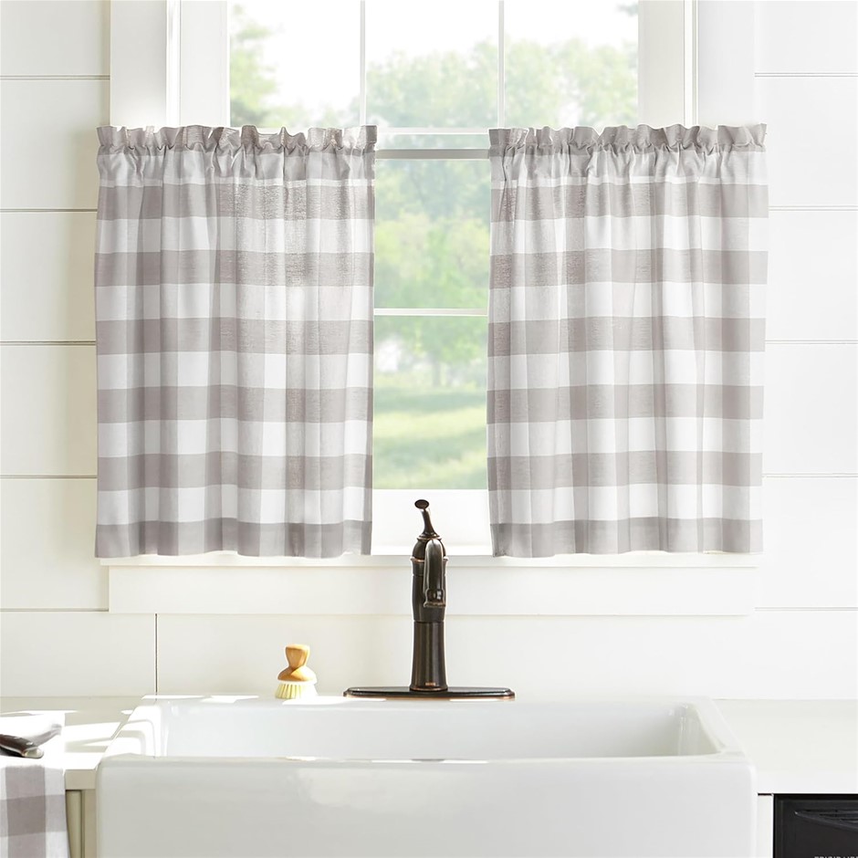 3pk x Elrene Home Fashions Farmhouse Living Buffalo-Check Tier Curtain Set