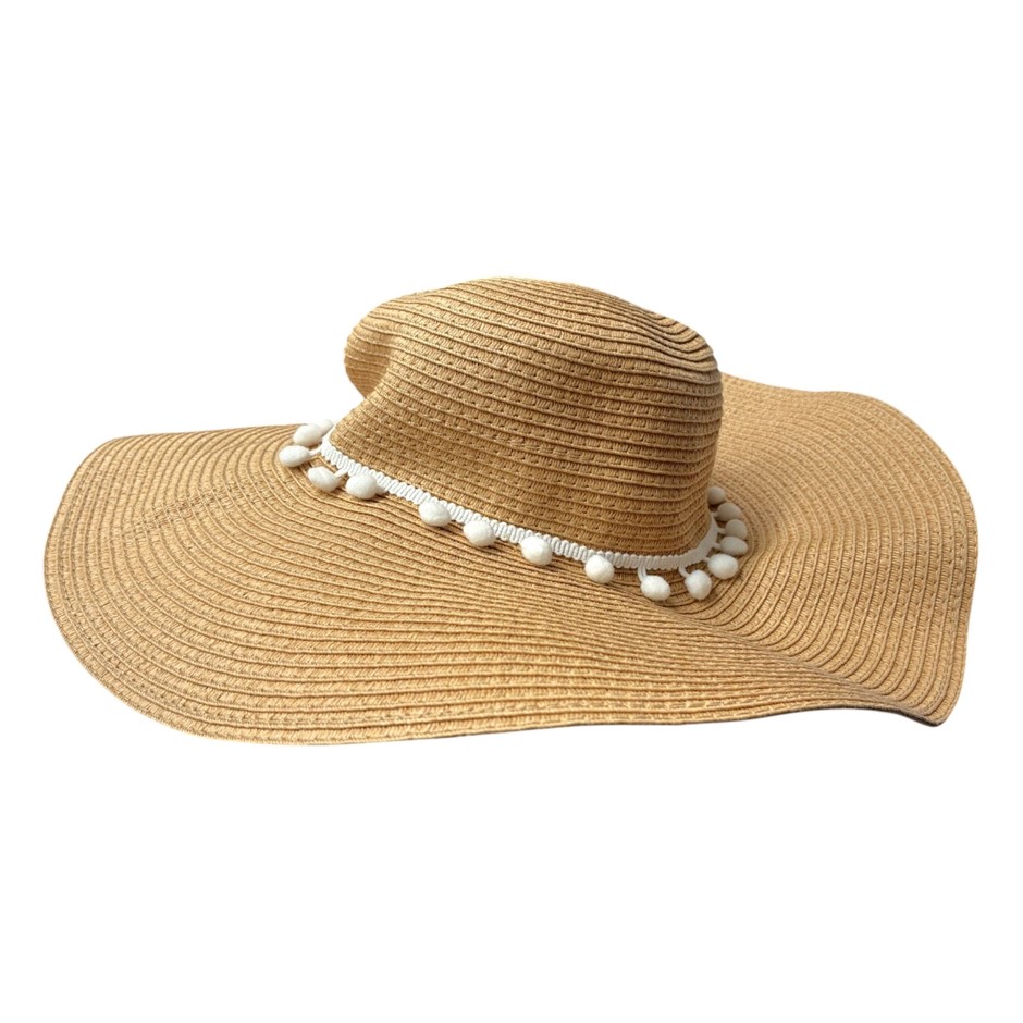 MISS SHOP Wide Hat, Tan, Made From 100% Paper.