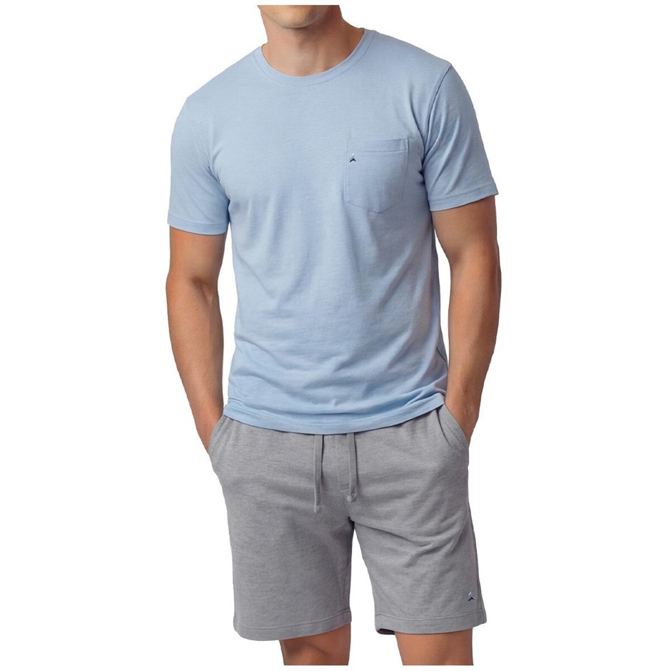 2pc TAILOR VINTAGE Men's Lounge Set, Size S, Blue Fog Heather/Grey Heather,