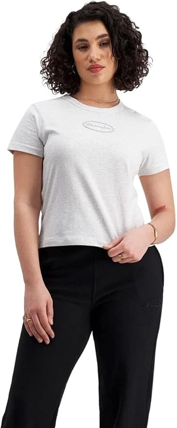 CHAMPION Women's Heritage Slim T-Shirt, Silvery Grey, Size XL, CTA9N.