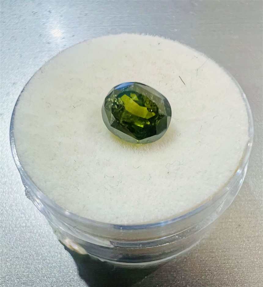 2.19 carat dark Green oval shape diamond-HPHT
