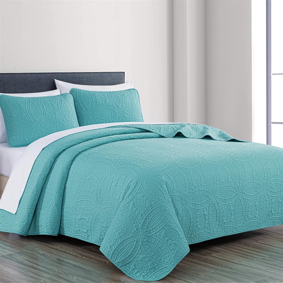 CHEZMOI COLLECTION Austin 3-Piece Oversized Bedspread Coverlet Set, King, T