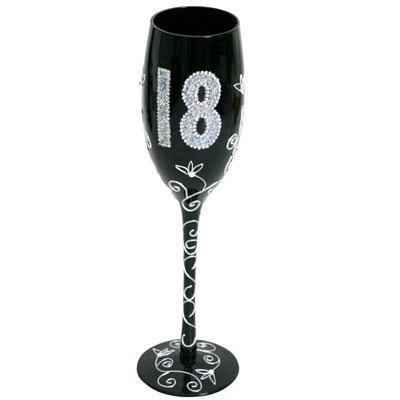 18th Birthday Champagne Flute - Black