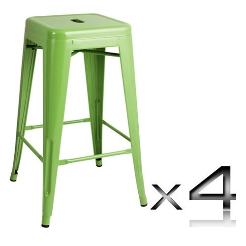 4x Replica Tolix Bar Stool 66cm - Green
