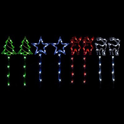 8-Pce Solar LED Garden Stakes Christmas 