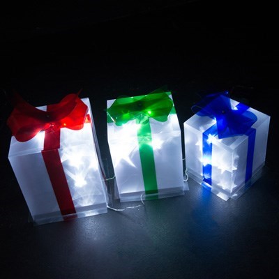 Set of 3 Solar LED Laser Presents Christ