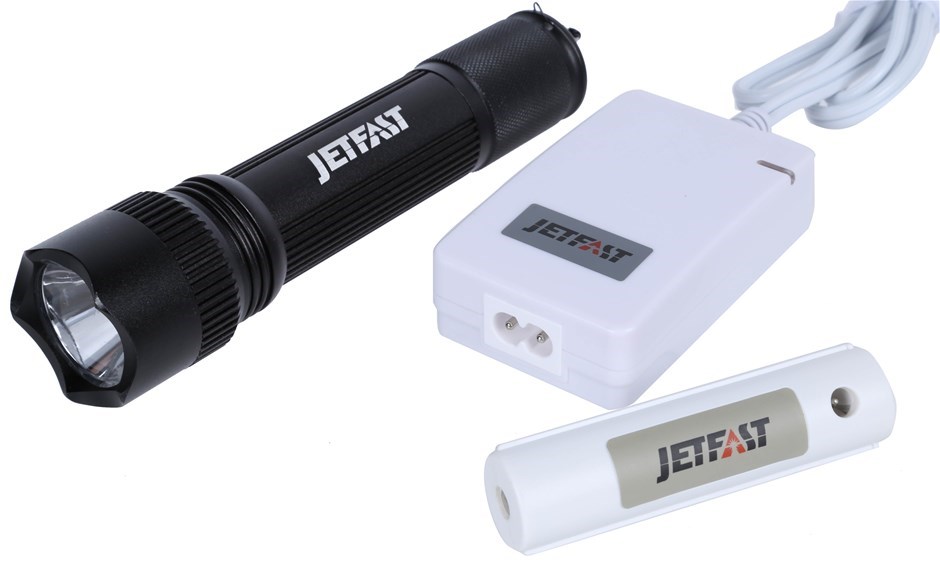 JETFAST Rechargeable LED Torch, Ultra Bright c/w Battery & Charger