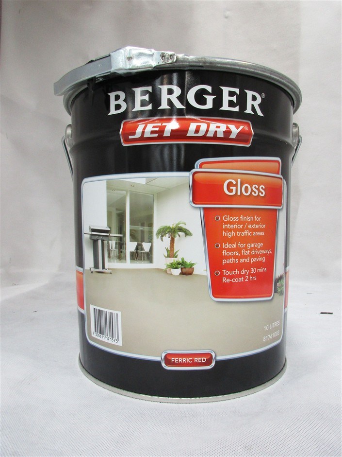 10 Litre Berger Jet dry oil based Gloss paving paint, ferric red