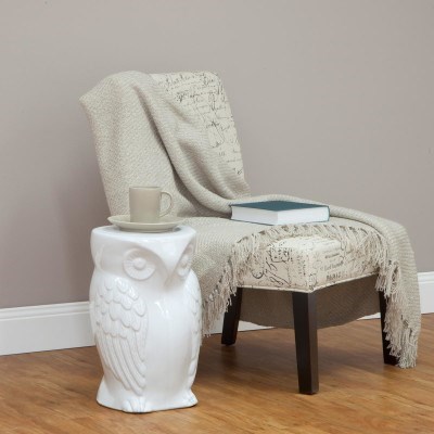 Owl Design White Side Table or Ceramic S