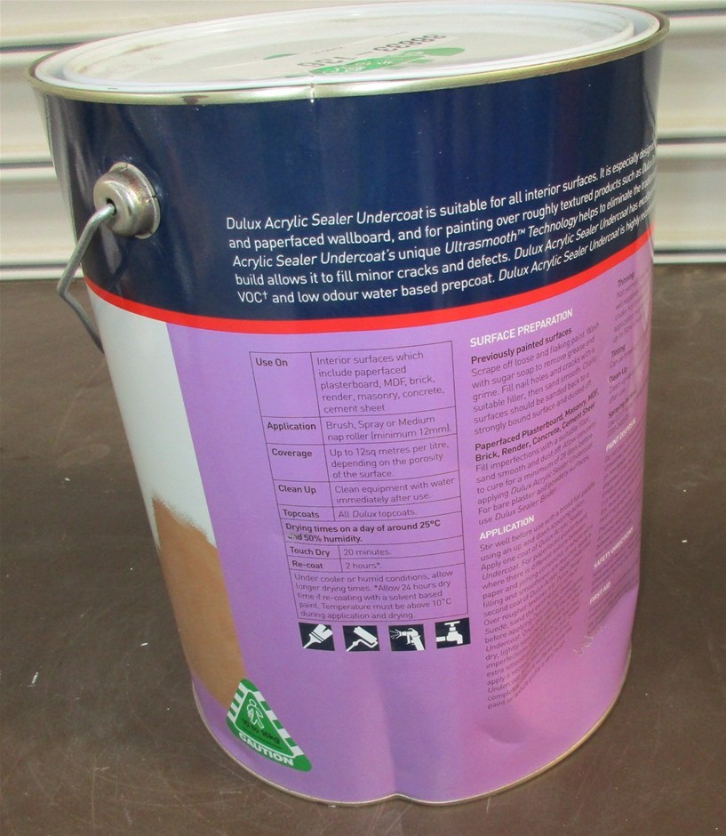 Dulux 10 Litre Prepcoat Acrylic Sealer Undercoat White Auction (0034