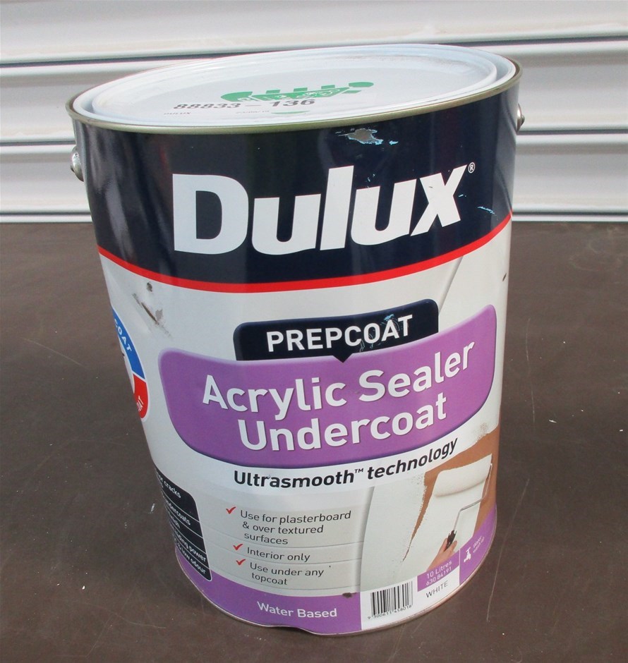 Dulux 10 Litre Prepcoat Acrylic Sealer Undercoat White Auction (0034