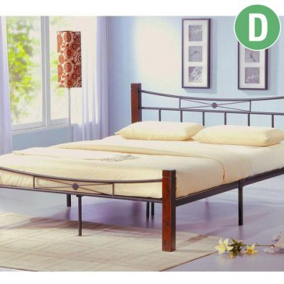 Juliette Metal Bed with Rubberwood Posts