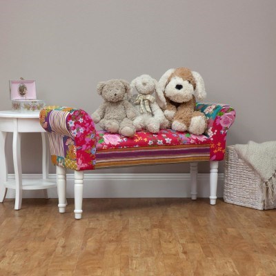 Kids Boho Patchwork Bench Ottoman with L