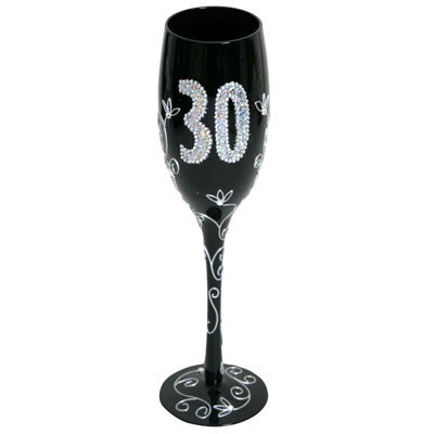 30th Birthday Champagne Flute - Black
