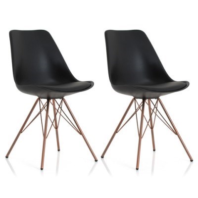 Set of 2 Black Jasper Chairs with Copper