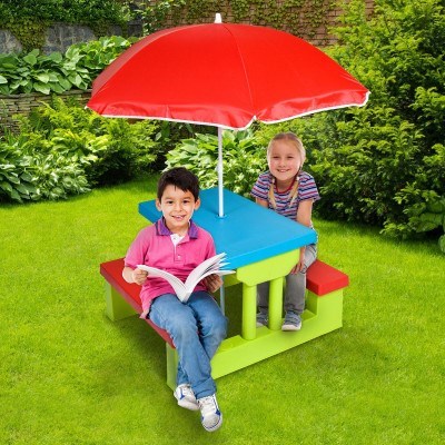 Kids Outdoor Table Set with Umbrella