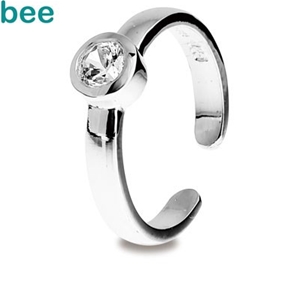Bee Silver Toe Ring with Zirconia
