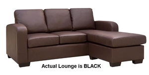 Black Eden Bonded Leather 3 Seater Sofa 