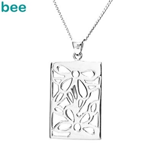 Bee Sterling Silver flower pendant