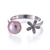 Pink Freshwater Pearl & Sterling Silver CZ Flower Ring