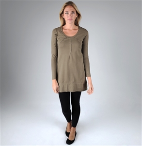 Sandwich Cotton Long Sleeve Tunic with S