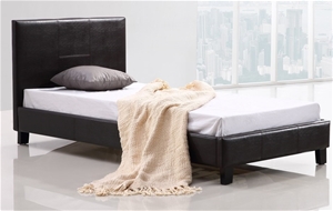 Single PU Leather Bed Frame - Brown