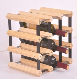 12 Bottle Timber Wine Rack - Complete Wo