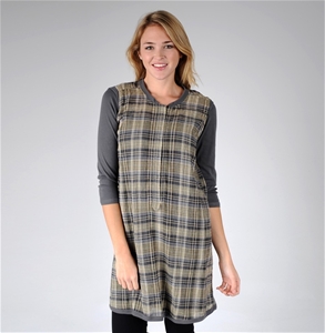 Sandwich Woven Check Tunic Dress With Kn
