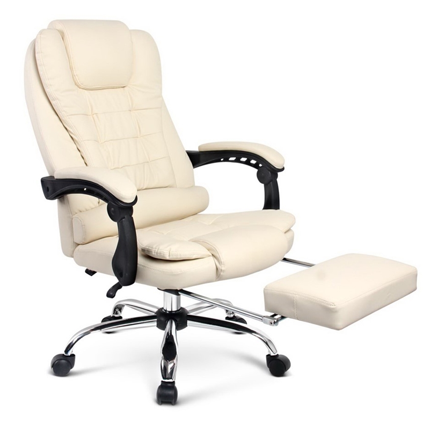 Buy Executive Office Chair with Foot Rest Beige Grays