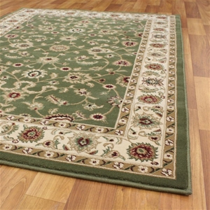 Classic Design Rug - Green with Ivory Bo