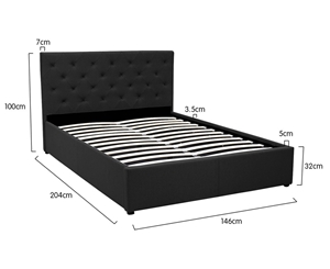 Double Fabric Gas Lift Bed Frame with He