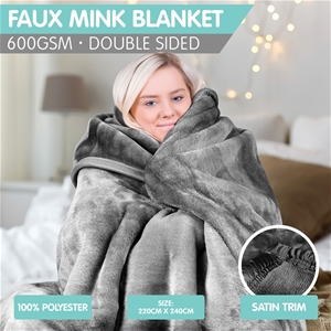 600GSM Double-Sided Queen Faux Mink Blan