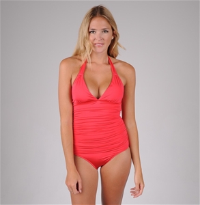 Wahine Plunging Halter 1 Piece Swimsuit