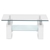 Artiss Coffee Table 2 Tier Glass Stainless Steel Storage Shelf White