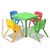 Keezi Kids Table and Chair Set Children Study Furniture Plastic Green 5PC