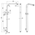 8 inch Square Chrome Wide Rail Shower Station Top Water Inlet, 3 Functions