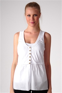 Sandwich Knit and Woven Sleeveless Top