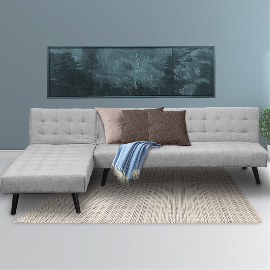 Sarantino 3 Seater Corner Wood Sofa, Sofa Bed Lounge With Chaise